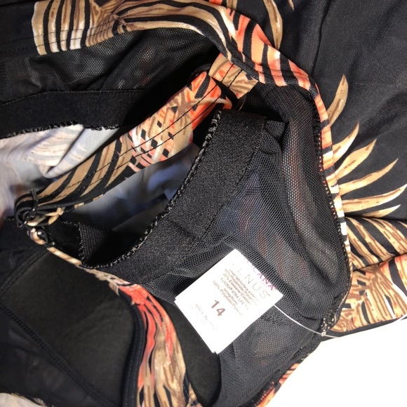 VENUS Black Orange and Tan Swim Tankini size 14 NWOT - Picture 9 of 10